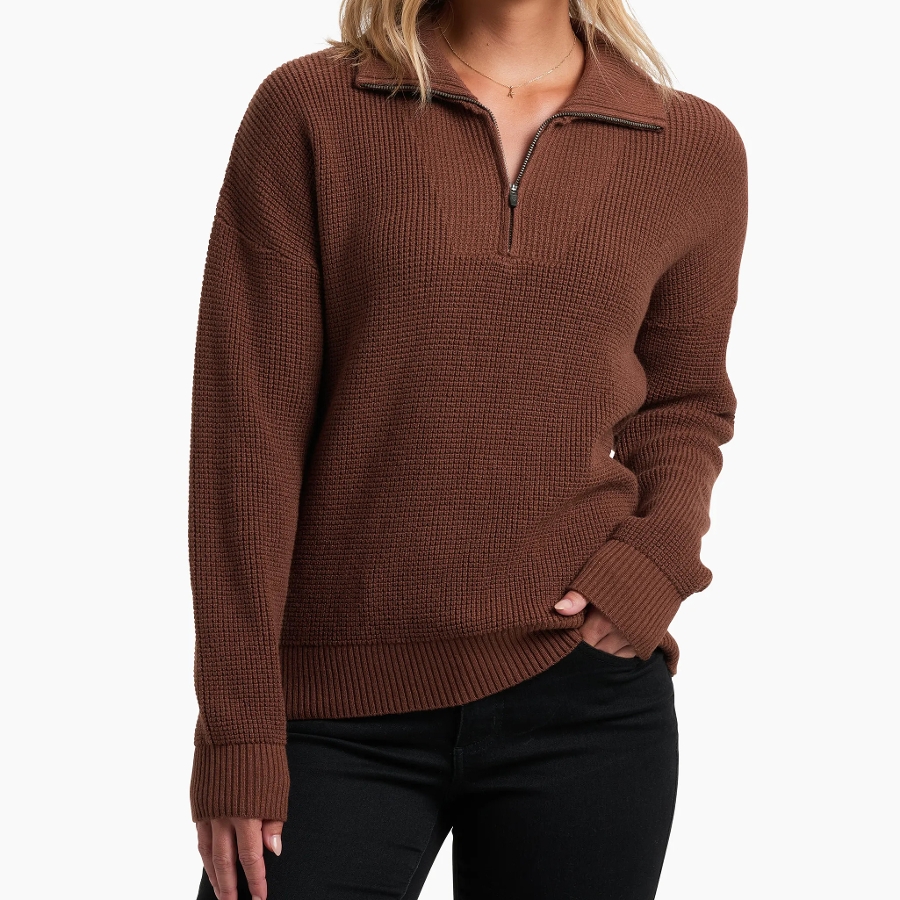 NORDA 1/4 ZIP SWEATER - MOCHA Photo